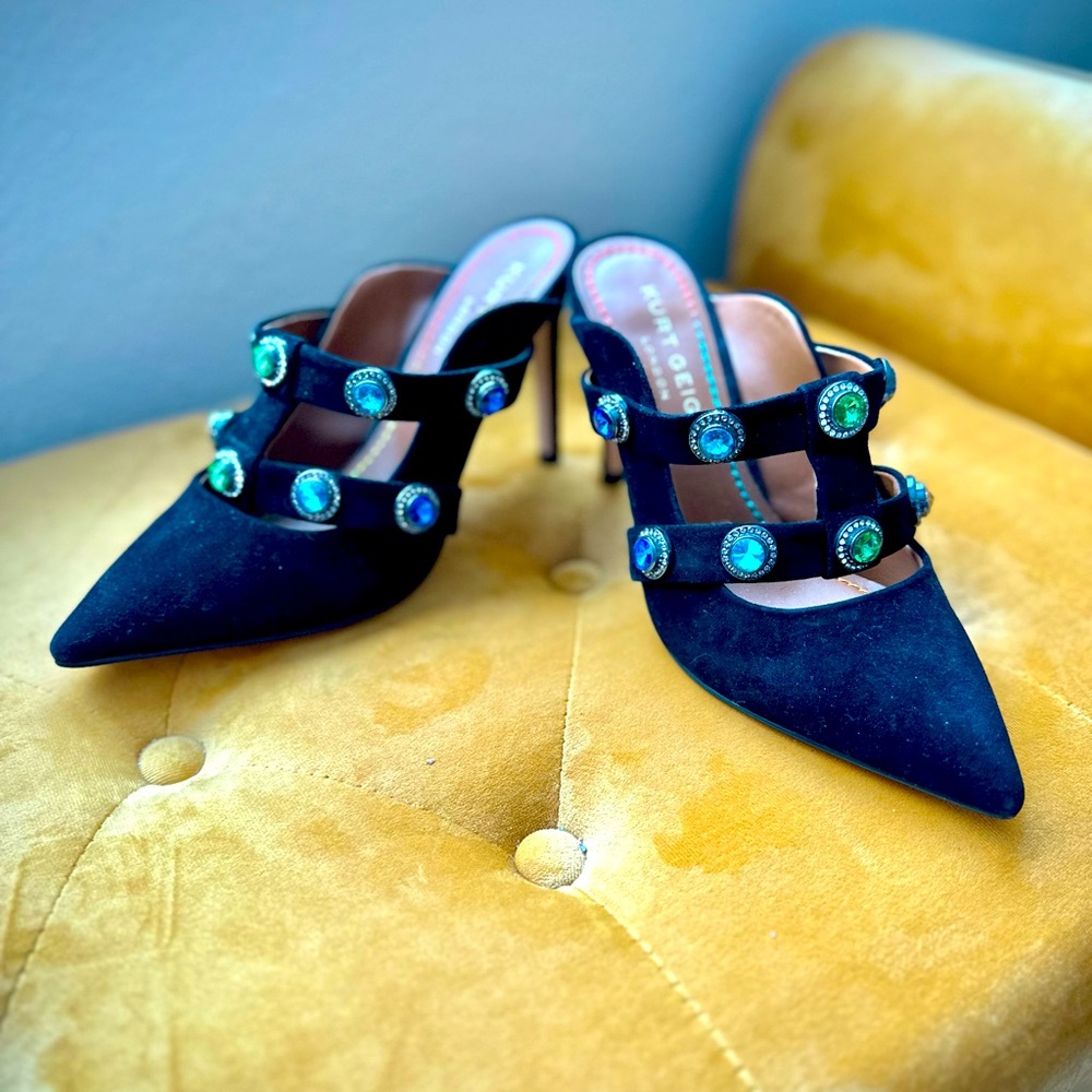 Kurt Geiger Octavia Gem-embellished suede heels